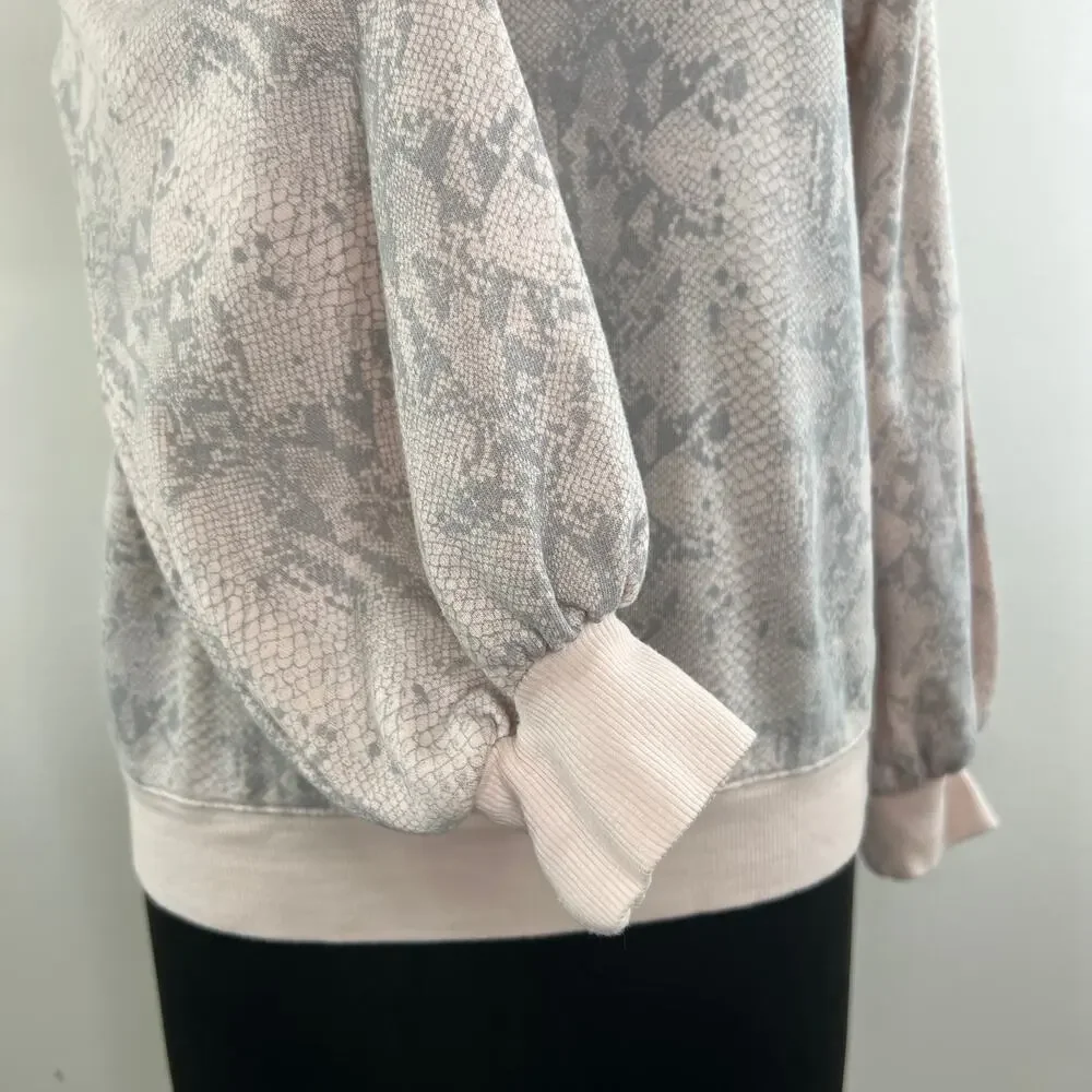 Studio David Lerner Terry Pink Gray Snakeskin Sweatshirt Pullover Top Medium M